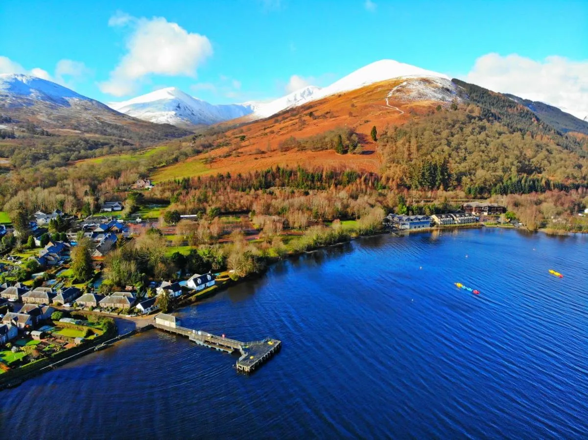 Aerial view of Luss and the loch